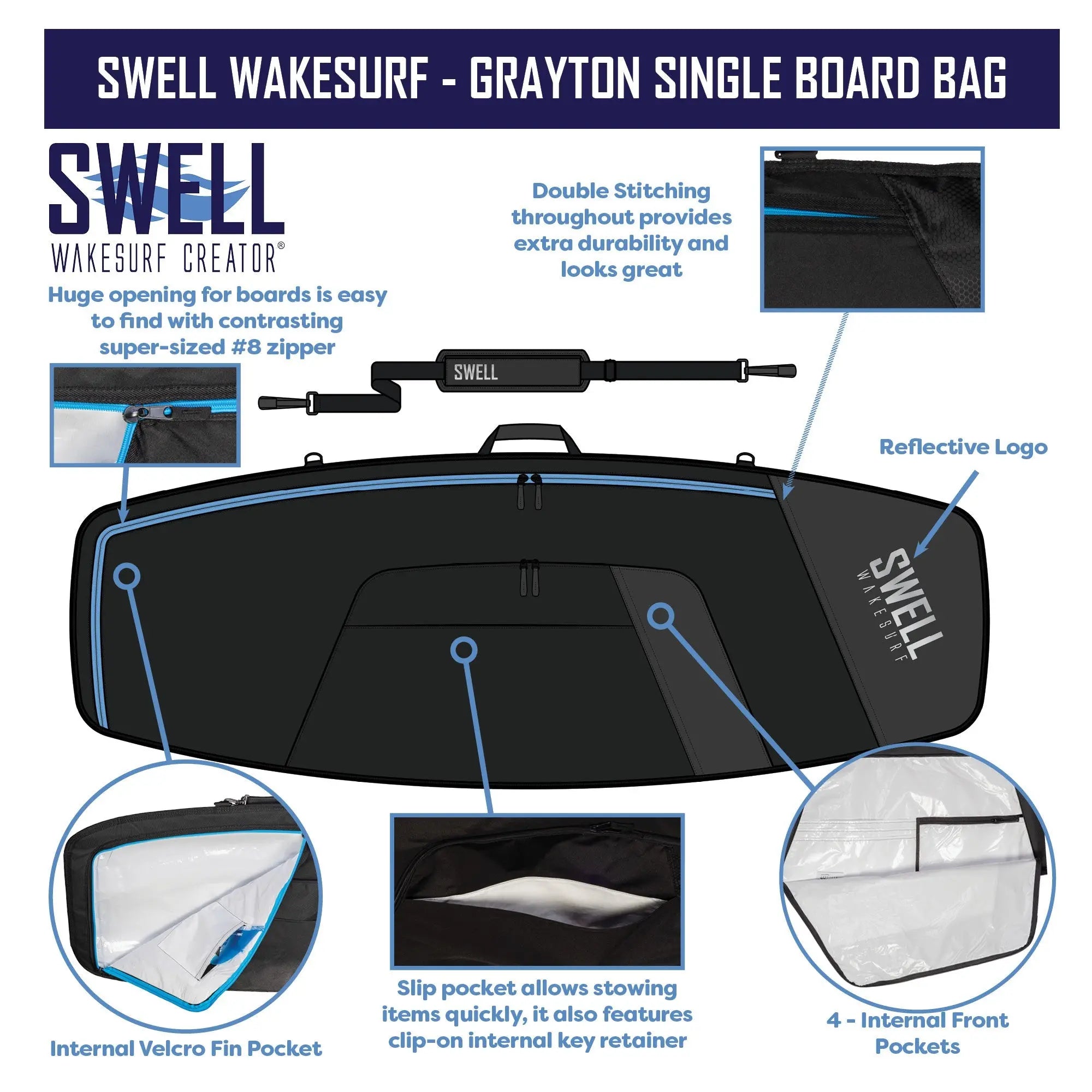 SWELL Wakesurf - Grayton Single Wakesurf Board Bag - OPEN BOX SWELL Wakesurf